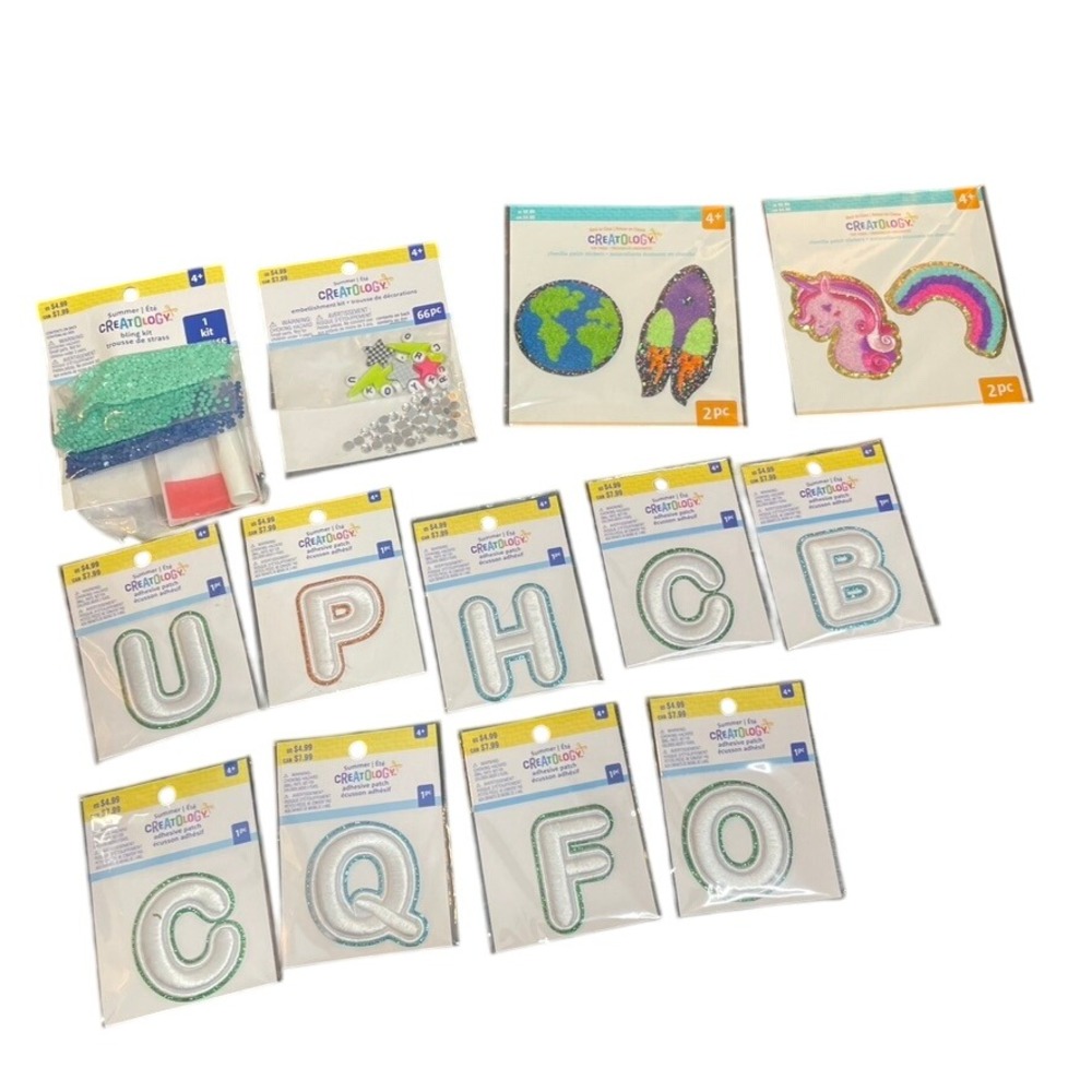 Creatology Summer Adhesive Patch Bundle Chenille Letters Bling Kit 13pc Set NEW